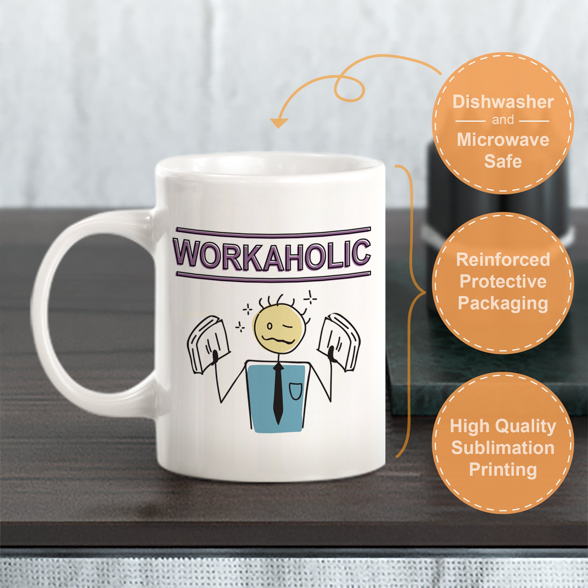 Workaholic Stick People Design Coffee Mug