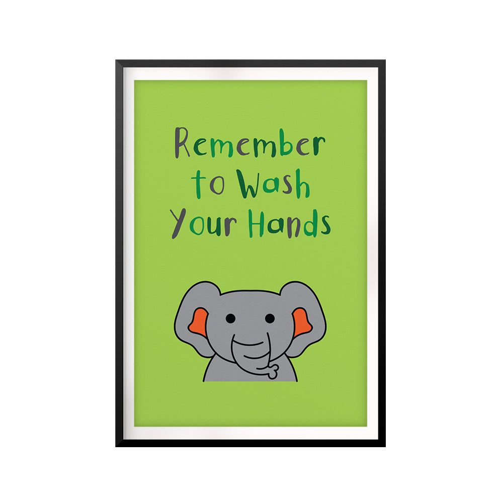 Wash Your Hands Cute UNFRAMED Print Kids Bathroom Wall Art