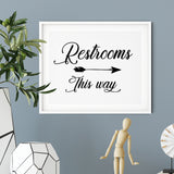 Restrooms This Way (Cursive Right Arrow) UNFRAMED Print Business & Events Decor Wall Art