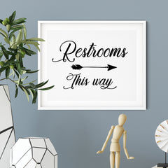 Restrooms This Way (Cursive Right Arrow) UNFRAMED Print Business & Events Decor Wall Art