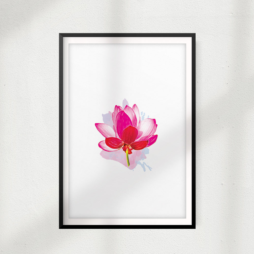 Pink Lotus Flower UNFRAMED Print Water Color Wall Art