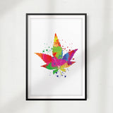 Psychedelic Marijuana Leaf UNFRAMED Print Stoner Wall Art