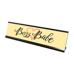 Boss Babe, Yellow Heart Desk Sign (2 x 8")