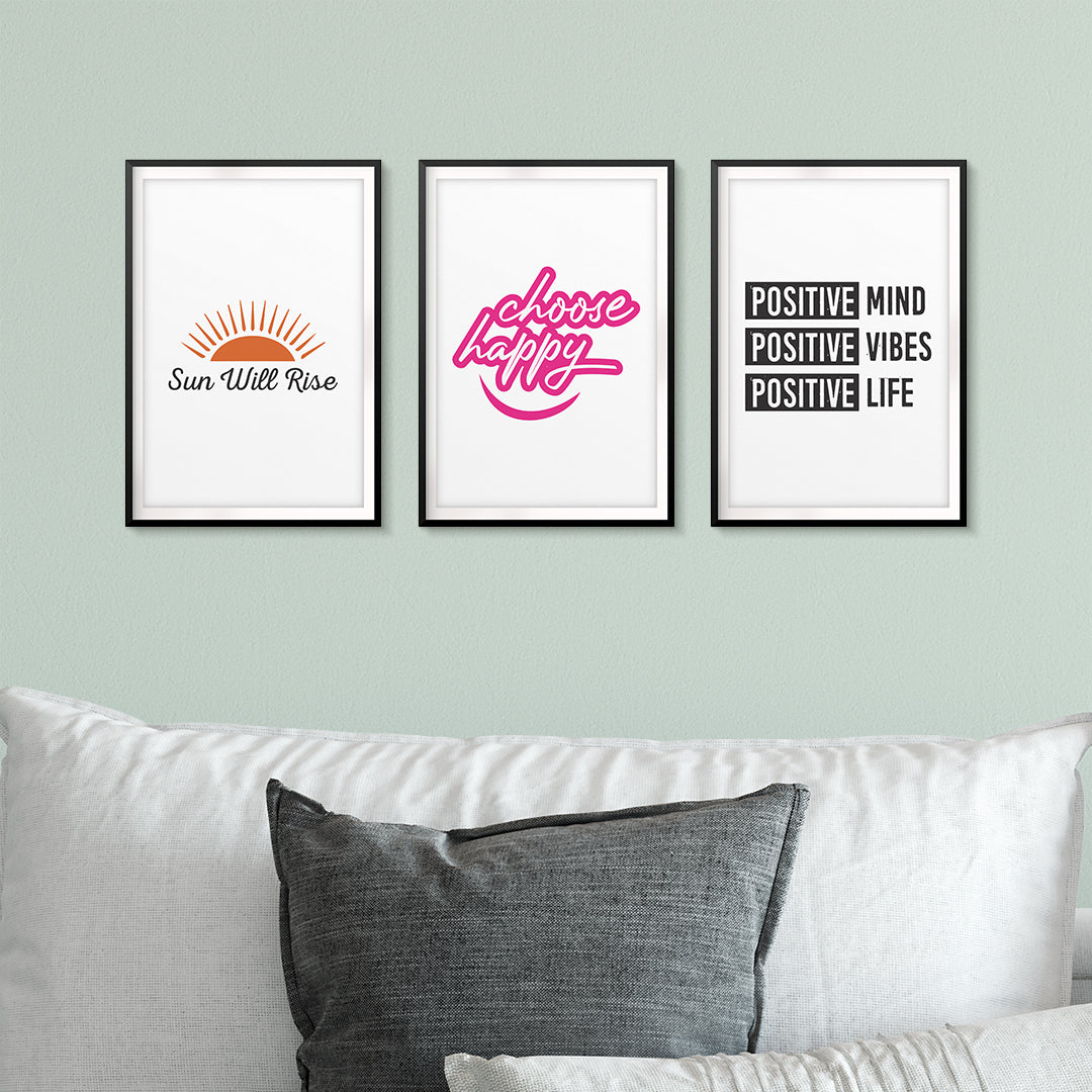 Think Positively Wall Art UNFRAMED Print (3 Pack)