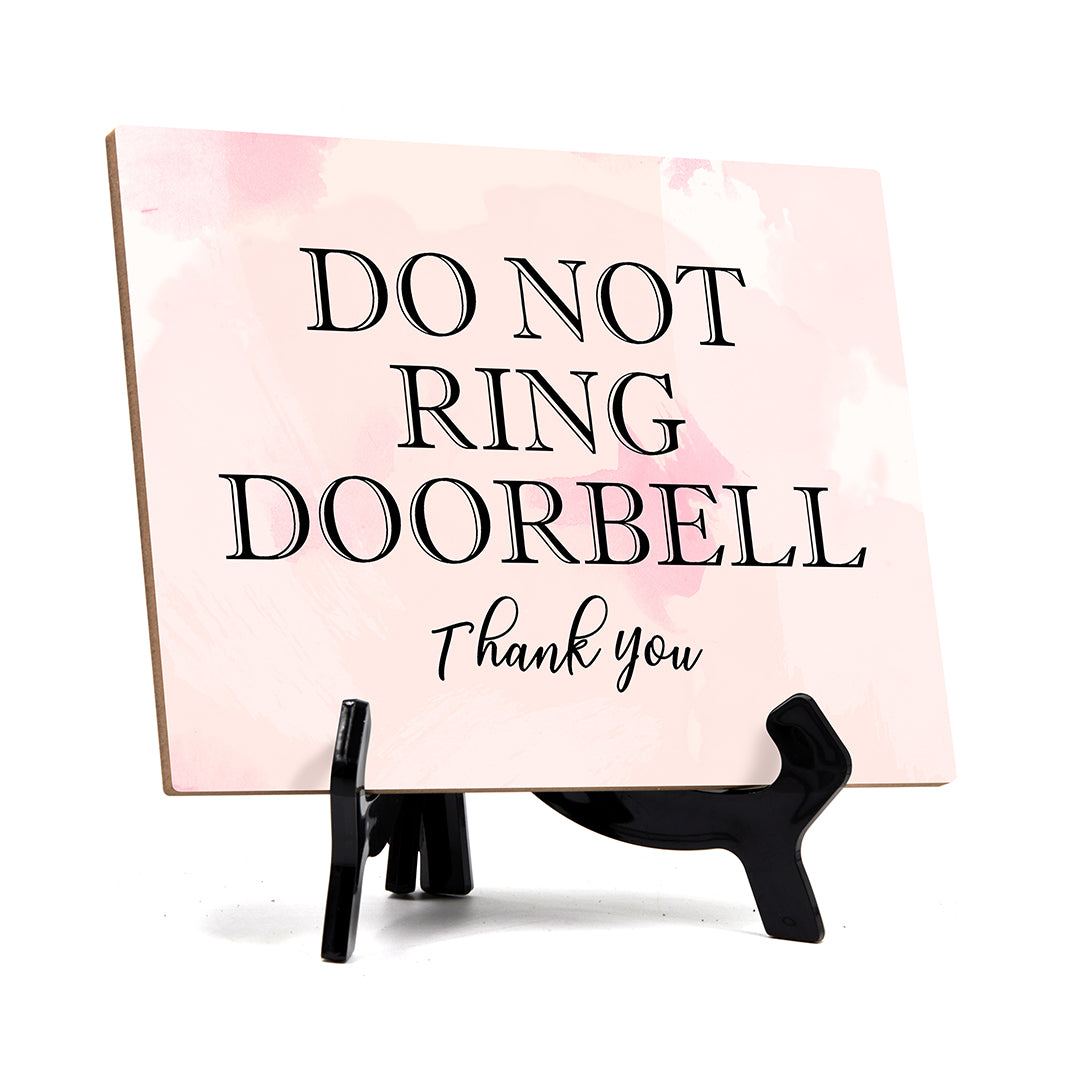 Do Not Ring Doorbell Thank You Table or Counter Sign with Easel Stand, 6" x 8"