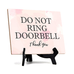 Do Not Ring Doorbell Thank You Table or Counter Sign with Easel Stand, 6" x 8"