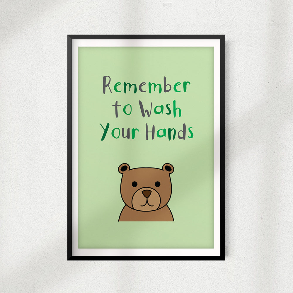 Remember To Wash Your Hands UNFRAMED Print Kids Bathroom Wall Art
