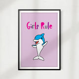 Girls Rule Kids UNFRAMED Print Kids Bathroom Wall Art