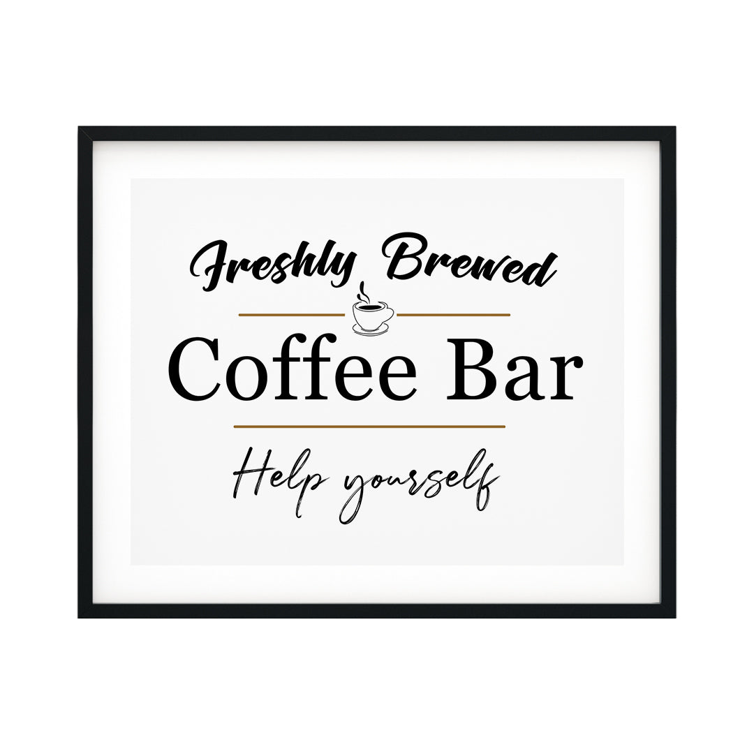 Freshly Brewed Coffee Bar Help Yourself UNFRAMED Print Coffee Bar Decor Wall Art