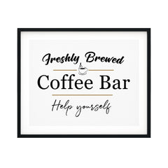 Freshly Brewed Coffee Bar Help Yourself UNFRAMED Print Coffee Bar Decor Wall Art