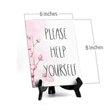 Please Help Yourself Table Sign with Easel, Floral Vine Design (6 x 8")