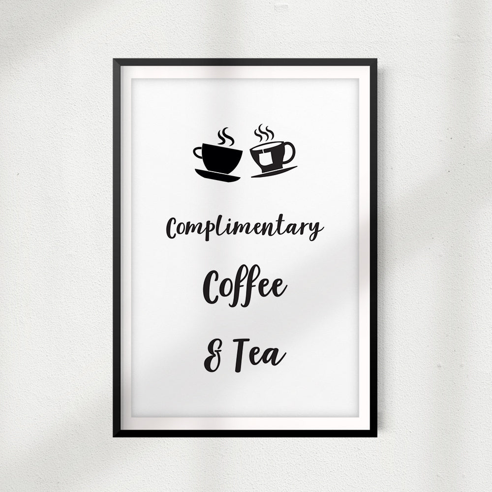 Complimentary Coffee & Tea UNFRAMED Print Home Décor, Coffee Wall Art