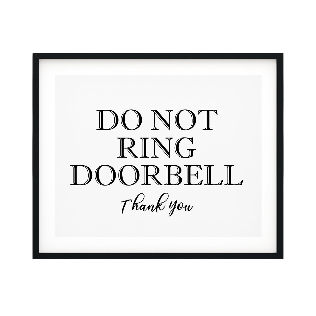 DO NOT RING DOORBELL Thank You UNFRAMED Print Business & Events Decor Wall Art
