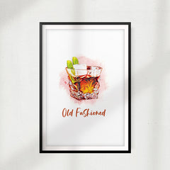 Old Fashioned Cocktail UNFRAMED Print Drinking Wall Art
