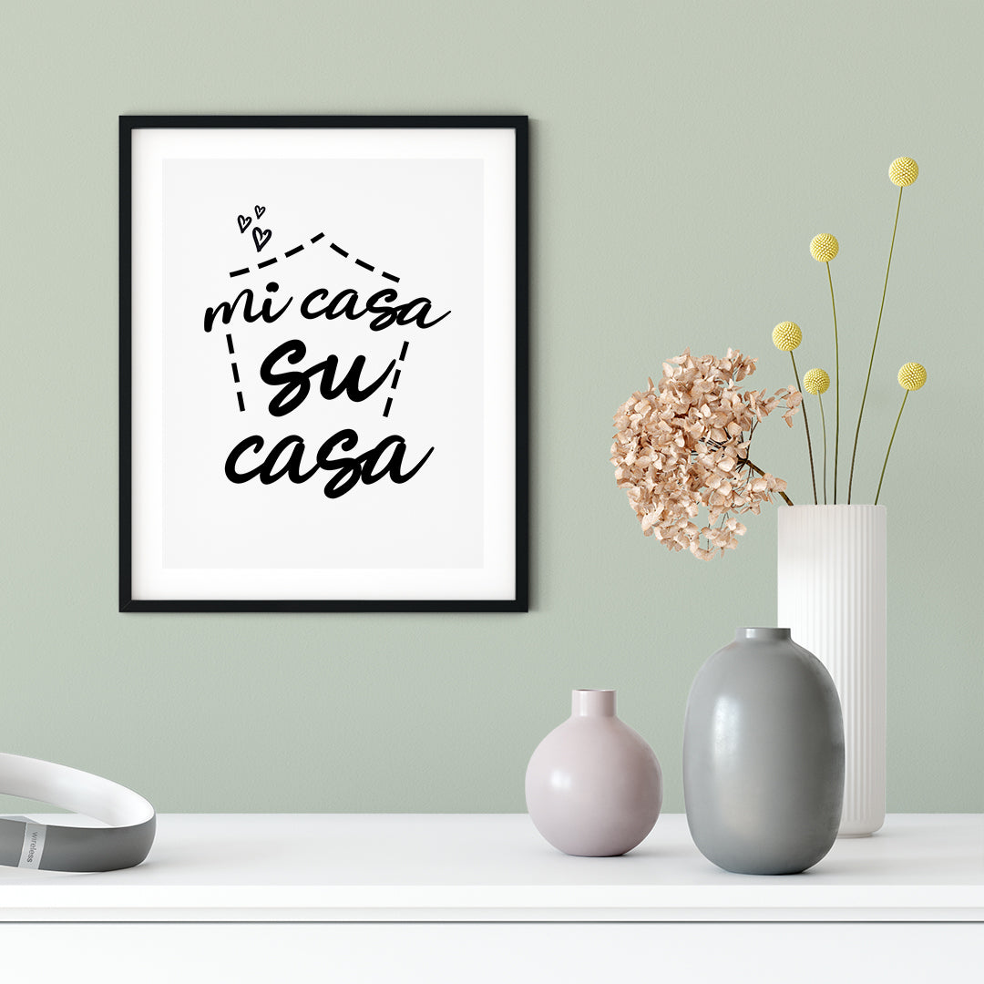 Mi Casa Su Casa UNFRAMED Print Cute Typography Wall Art