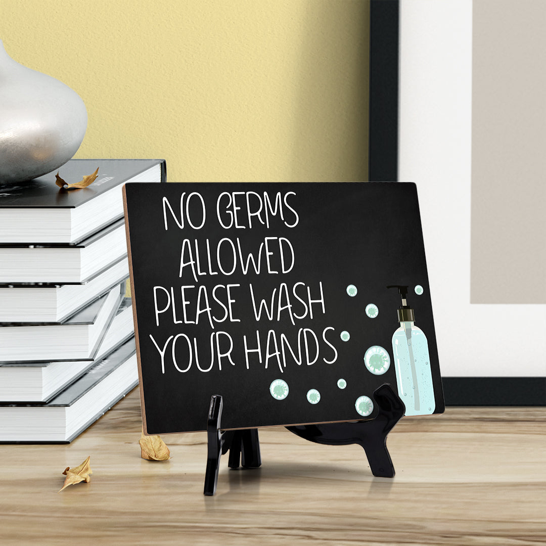 Signs ByLITA No Germs Allowed Please Wash Your Hands, Hygiene Sign, 6" x 8"