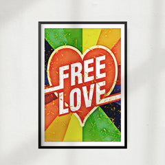 Free Love UNFRAMED Print Retro Wall Art