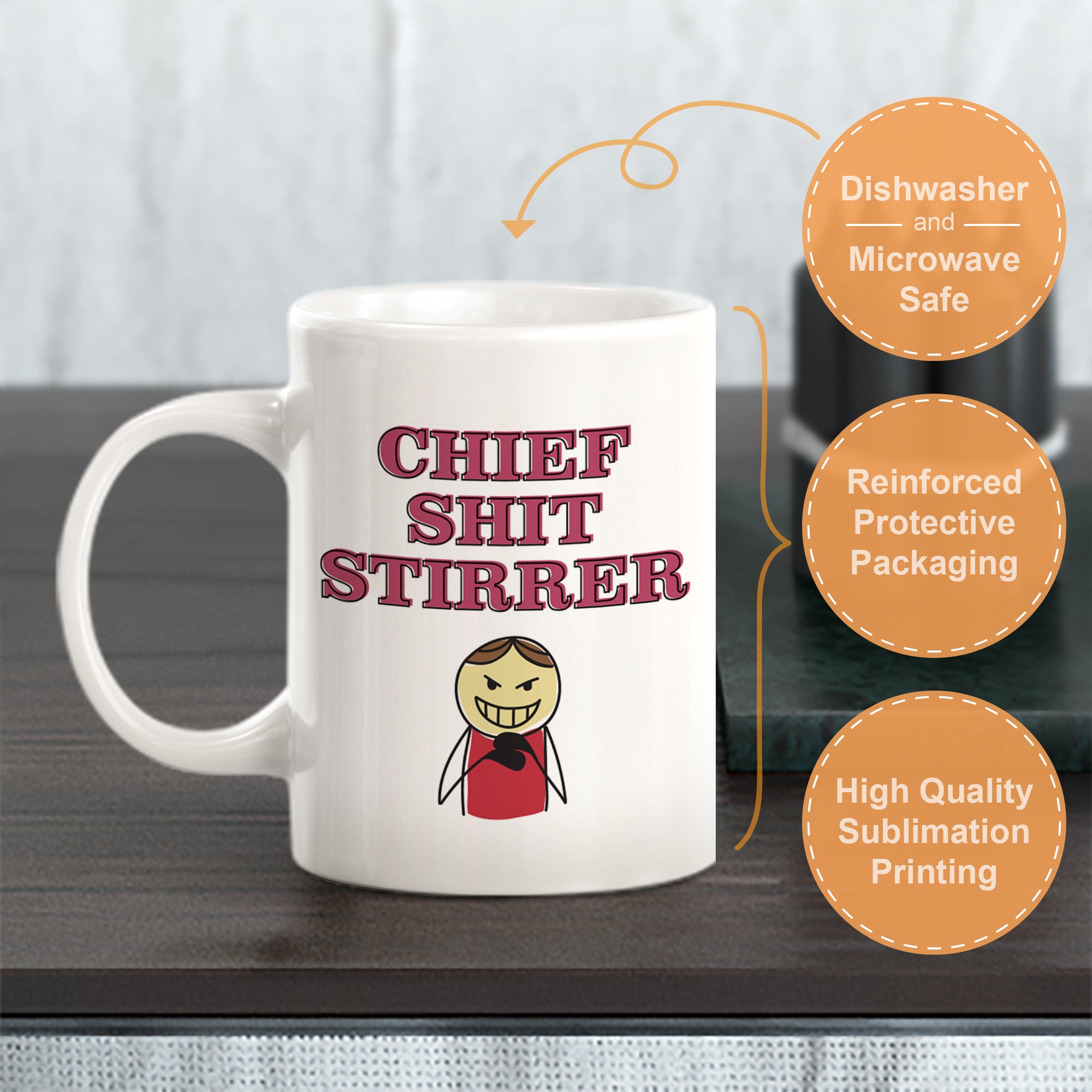 Chief Shit Stirrer Stick People Design Coffee Mug – Designs ByLITA