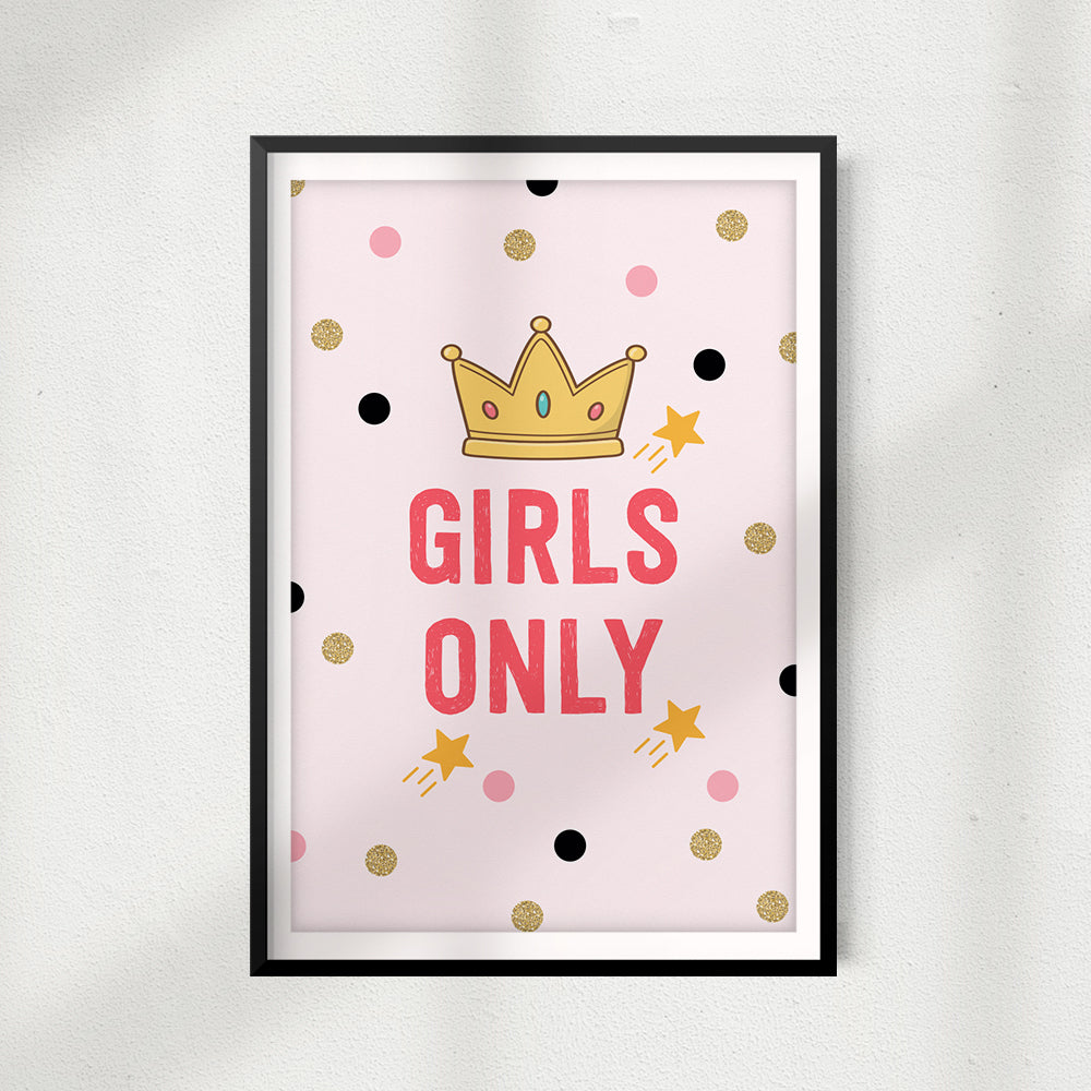 Girls Only, Kids UNFRAMED Print Décor Wall Art