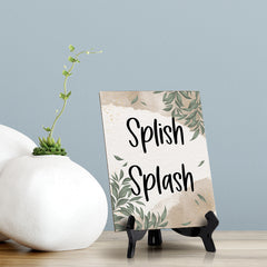 Splish Splash Table Sign with Green Leaves Design (6 x 8")