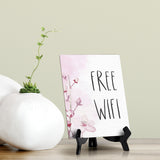 Free Wifi Table Sign with Easel, Floral Vine Design (6 x 8")