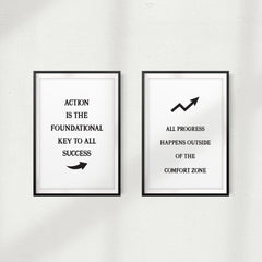 Motivational Quotes Wall Art UNFRAMED Print (2 Pack)