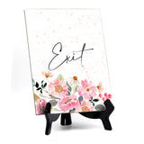 Exit Table Sign with Easel, Floral Watercolor Design (6 x 8")