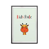 Kids Rule Cute Giraffe UNFRAMED Print Kids Bathroom Wall Art