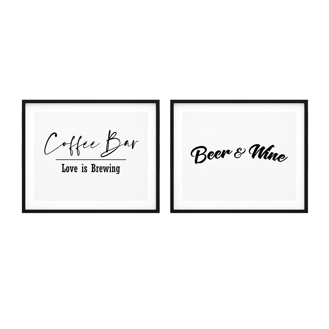 Drink Serving Signs Wall Decor UNFRAMED Print (2 Pack)