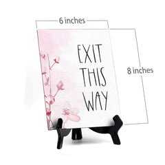 Exit This Way Table Sign with Easel, Floral Vine Design (6 x 8")