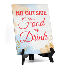 Signs ByLita No Outside Food Or Drink, Blue Watercolor Table Sign (6 x 8")