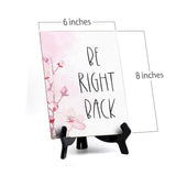 Be Right Back Table Sign with Easel, Floral Vine Design (6 x 8")