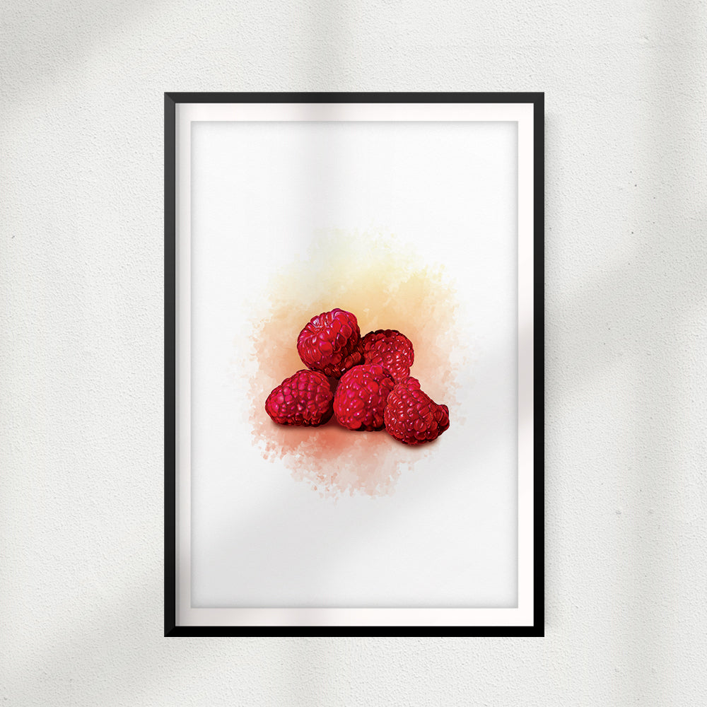 Rasberries Watercolor UNFRAMED Print Fruit Wall Art