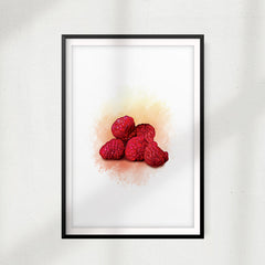 Rasberries Watercolor UNFRAMED Print Fruit Wall Art