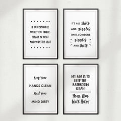 Toilet Humour Wall Art UNFRAMED Print (4 Pack)