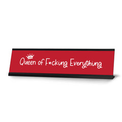 Queen of F*cking Everything, Red Desk Sign (2 x 8")