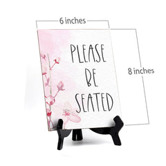 Please Be Seated Table Sign with Easel, Floral Vine Design (6 x 8")