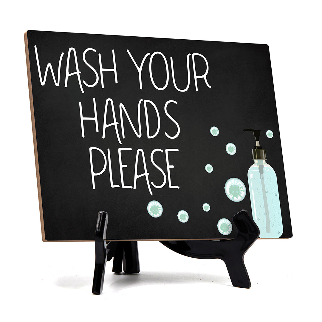 Signs ByLITA Wash Your Hands Please, Hygiene Sign, 6" x 8"
