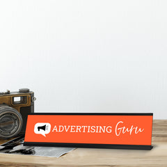 Advertising Guru, black frame, Desk Sign (2x8¨)
