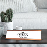 Queen Of Doing Nothing, Gold Frame Desk Sign (2x8¨)