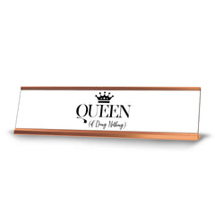 Queen Of Doing Nothing, Gold Frame Desk Sign (2x8¨)