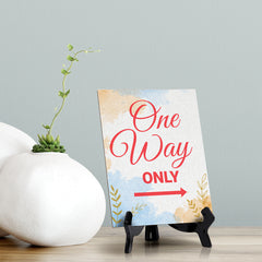 Signs ByLita One way only, Blue Watercolor Table Sign (6 x 8")
