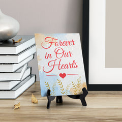 Signs ByLita Forever in our hearts, Blue Watercolor Table Sign (6 x 8")