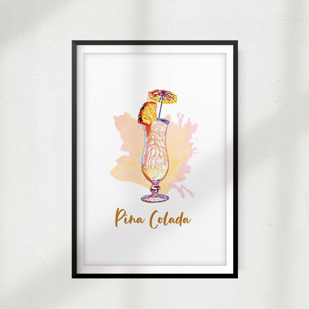 Pina Colada Watercolor UNFRAMED Print Drinking Wall Art