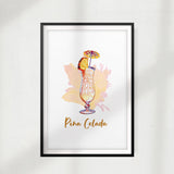 Pina Colada Watercolor UNFRAMED Print Drinking Wall Art