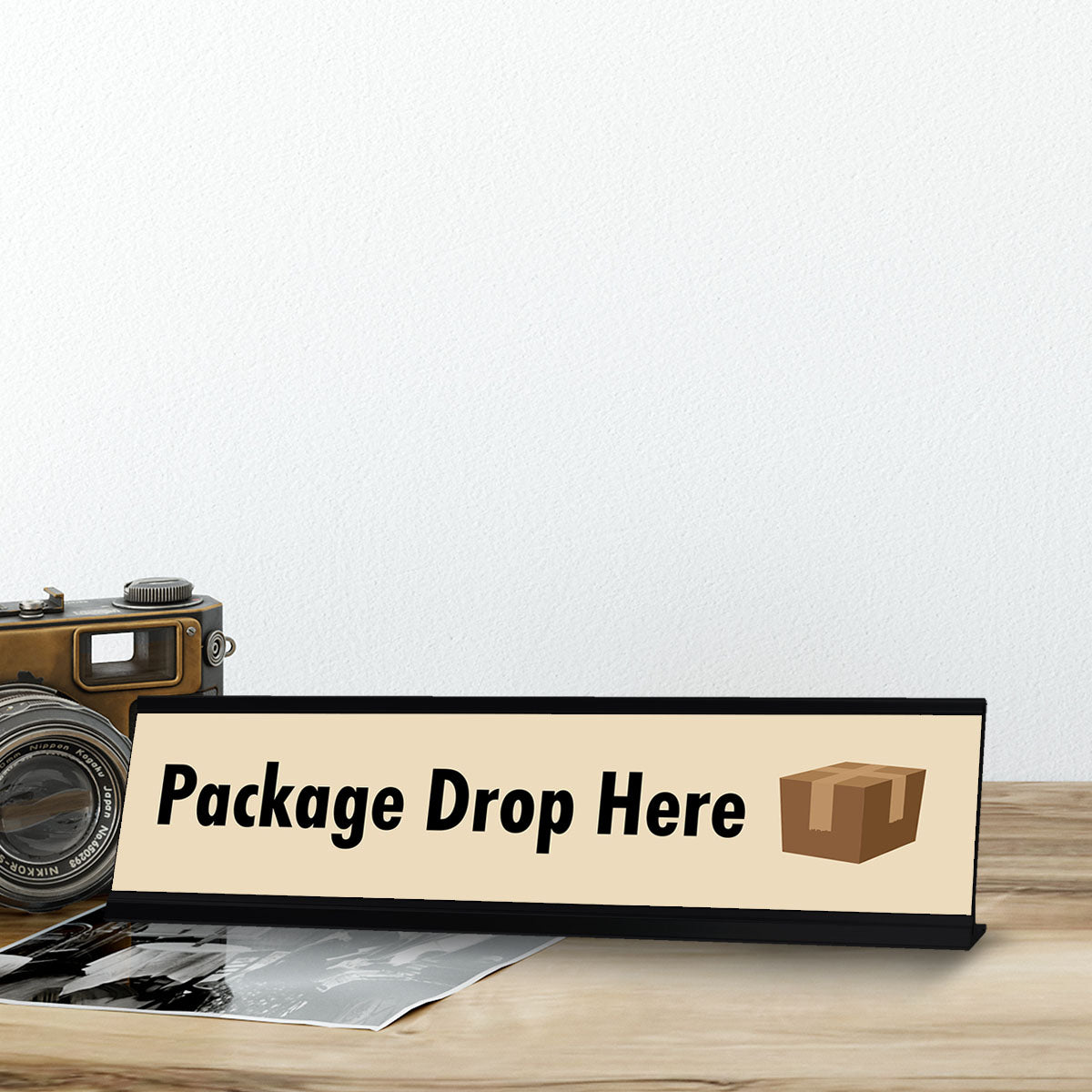 Package Drop Here, Standard Desk Sign (2 x 8")