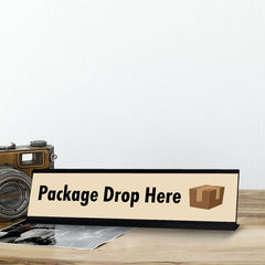 Package Drop Here, Standard Desk Sign (2 x 8")