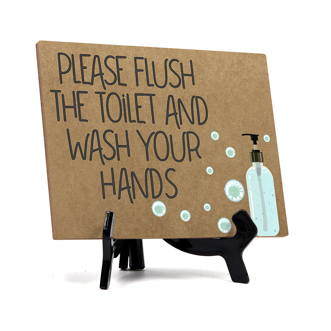 Signs ByLITA Please Flush The Toilet And Wash Your Hands, Hygiene Sign, 6" x 8"