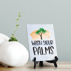 Wash Your Palms Table or Counter Sign with Easel Stand, 6" x 8"