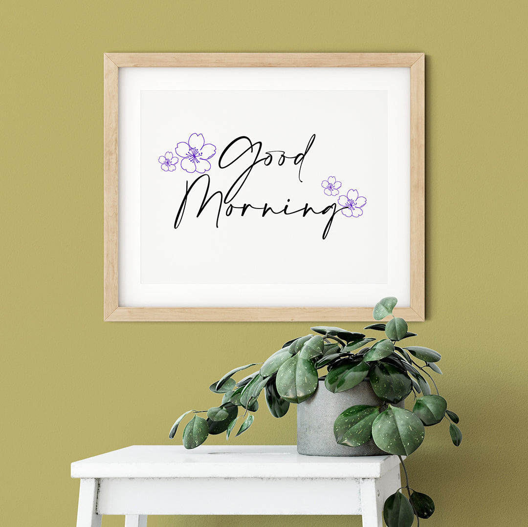 Good Morning UNFRAMED Print Cute Typography Wall Art